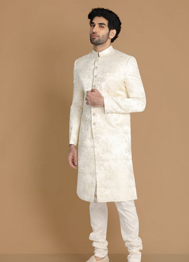 alt message - Manyavar Men Enchanting Cream Sherwani image number 2